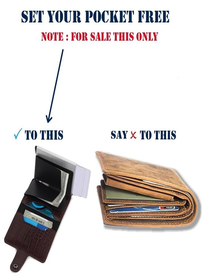 encELade Dark Brown RFID Protector Pu,Aluminum ATM/Credit/Debit 6 Slots 2 Cash Slot Men & Women Card Holder - Image 2